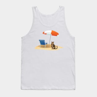 Summer cat beach Tank Top